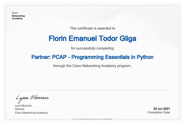 Certificado: PCAP - Programming Essentials in Python