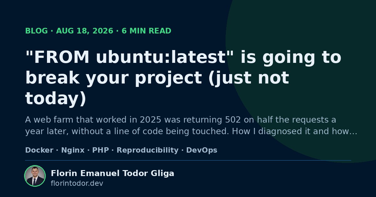 "FROM ubuntu:latest" is going to break your project
