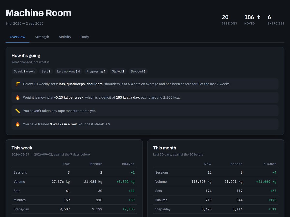 Screenshot of the rutina-export - Your health data into Notion, no subscription demo